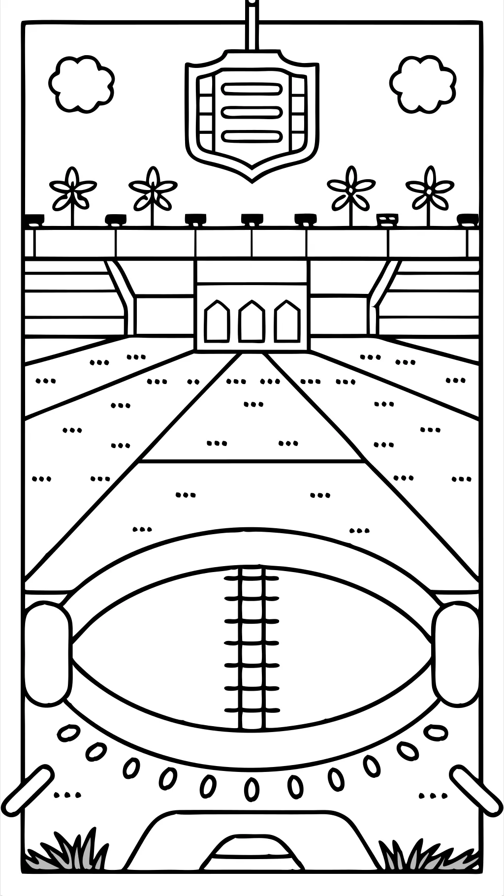 Página para colorear de campo de fútbol